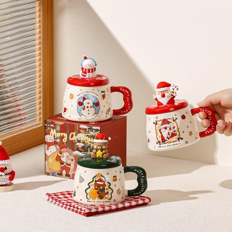 Na'S Santa Claus Cup Mug Christmas Day Ceramic Cup With Lid Souvenir Couple Coffee Water Cup