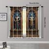 2pcs   Light Filtering Curtains Medieval Knight Armor Fabric (without rod) Festive Use for Living Room & Kitchen Decor