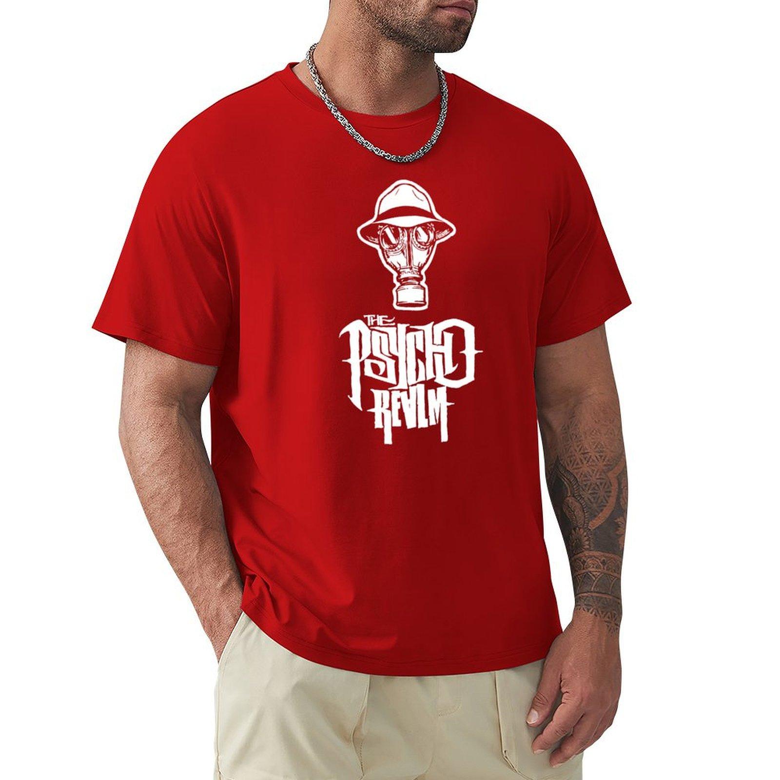 

Streetwear Men Psycho Realm T-Shirt summer top heavyweights hippie clothes cute clothes man Casual High Quality Male tee cotton 4XL