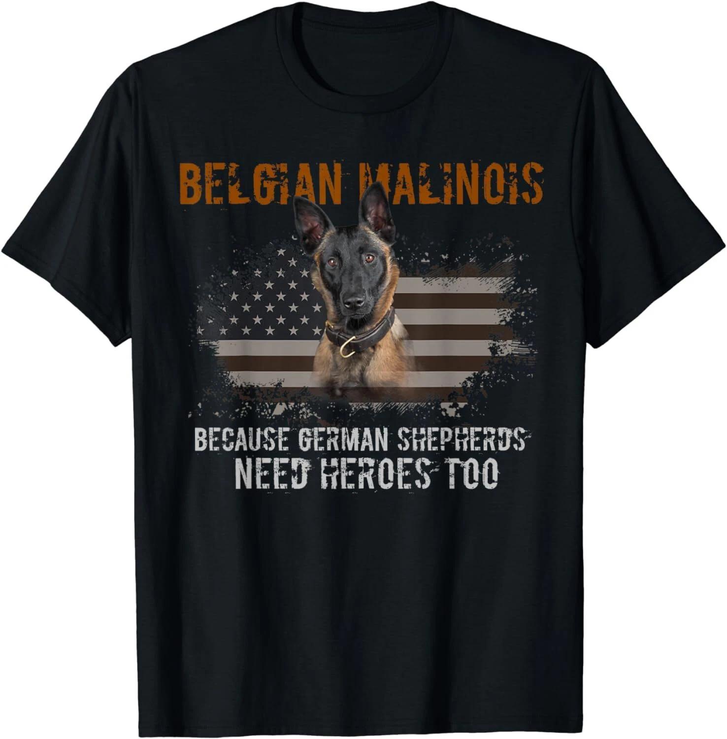 Belgian Malinois American Flag Funny T-Shirt Dog Gift Unisex T-Shirt M