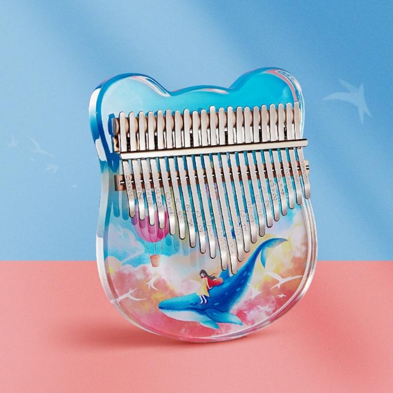 Profession Kalimba 17/21 Keys Thumb Piano with Study Instruction & Tune Hammer Acrylic Finger Piano for Kid Beginners
