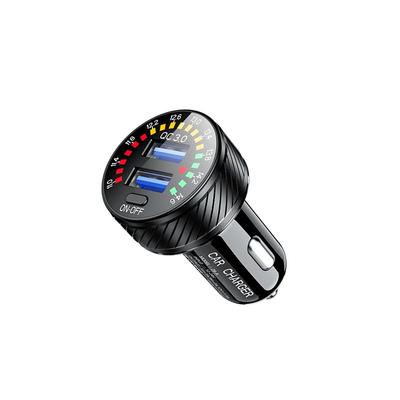Automobilinis USB greito įkrovimo 2 jungčių automobilinio įkroviklio adapteris Dvigubas USB automobilinis įkroviklis greitas įkrovimas QC 3.0 su voltmetro ekrano maitinimo adapteriu