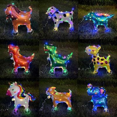 בלוני רדיד זוהרים מצוירים 4D פיל עומד בלון הולך עם גלגלים ליום הולדת ילדים קישוט למסיבת בייבי שוור