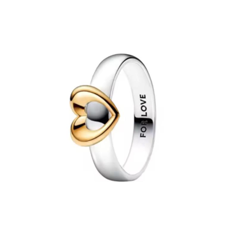 New 925 Silver Sparkling Bow Double Hearted Zircon Ring for Women DIY High Quality Wedding Jewelry Gifts