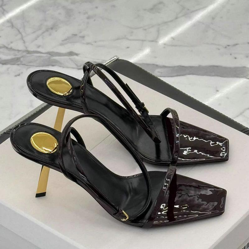 Fashion 2025 New Fashion High-Heeled Square Sandals A Word Temperament Sexy Thin Heels Open Toe Women'S Shoes
