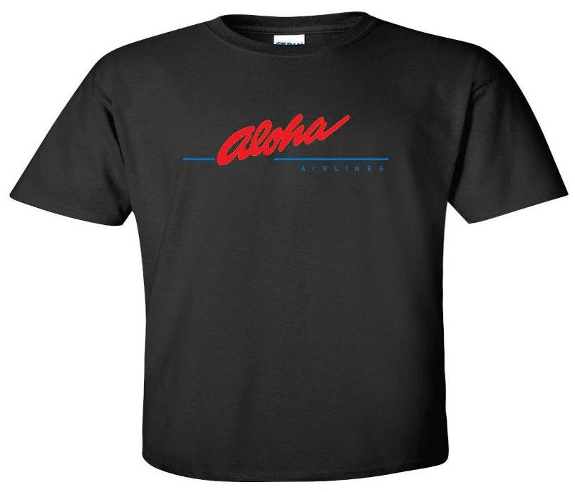 Aloha Airlines Vintage Logo Shirt Hawaiian Airline Black Cotton T-Shirt M