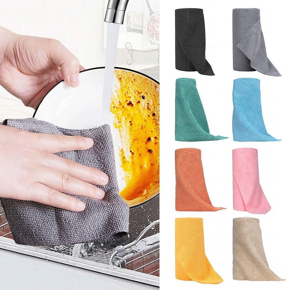 

Washable Kitchen Cloth 1 Roll of 20 Sheets Microfiber Towel Absorbent Reusable Cleaning Wipe жовтий