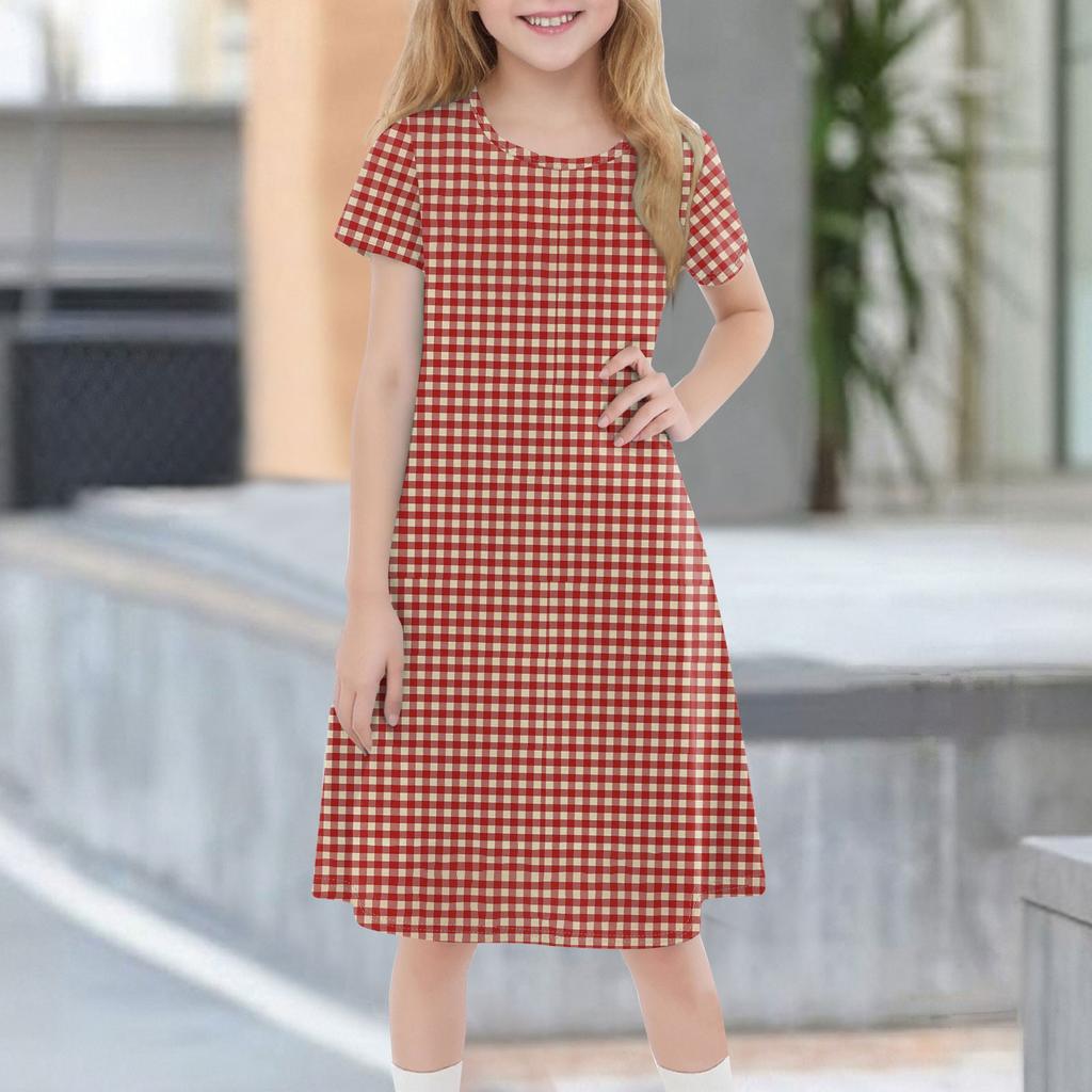 Children's Summer Short-sleeved Casual Fashion Round Neck Dress