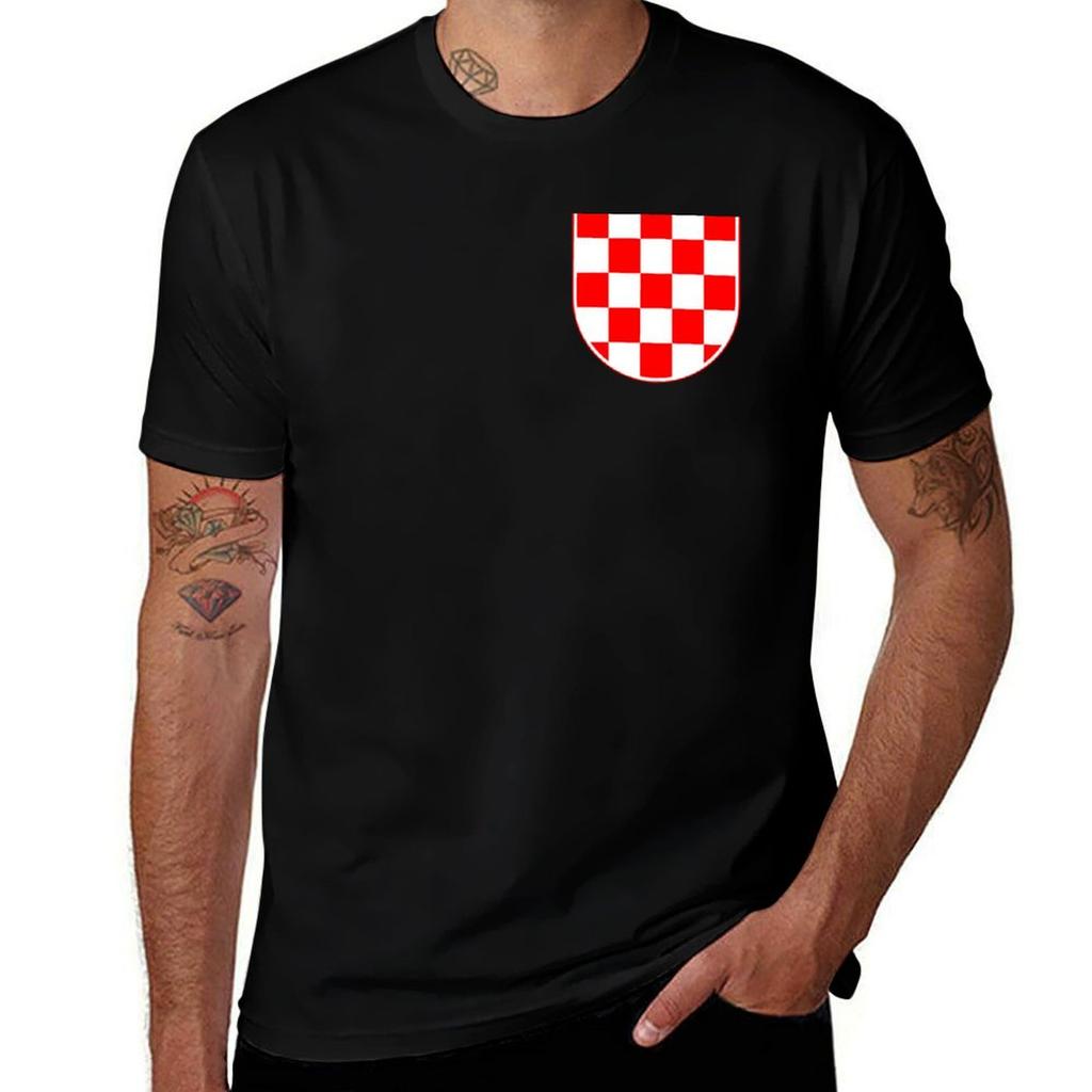 Croatian Checkerboard Croatia Coat Of Arms Tshirt Plus Size Workout Short Sleeve Top Tshirt