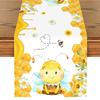 Summer Sweet Bee Daisy Polyester Table Runners Holiday Party Decorations Cute Bee Dining Table Runners Kids Bithday Table Decor