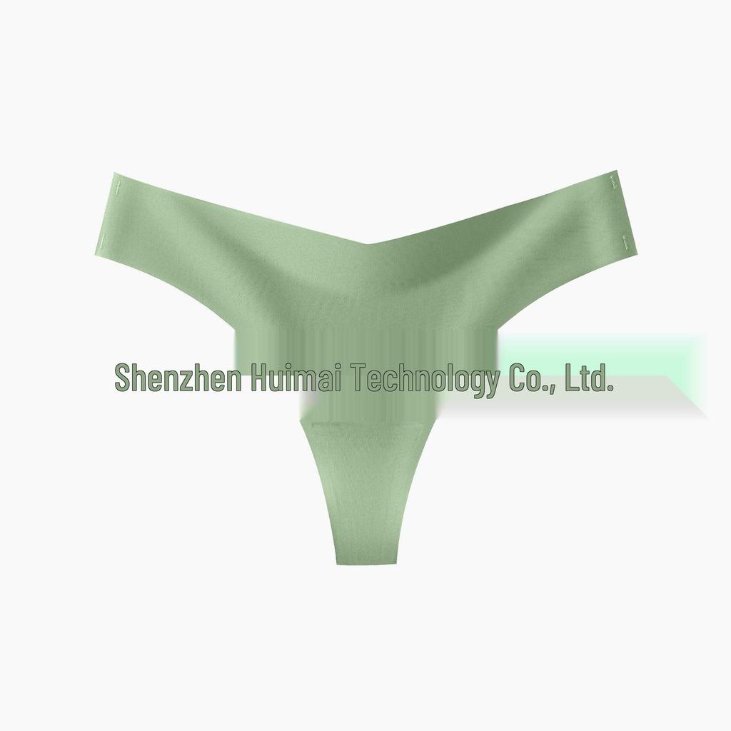 Women’s Plus Size Seamless Low-Waist Ice Silk Thong with Breathable Cotton Crotch