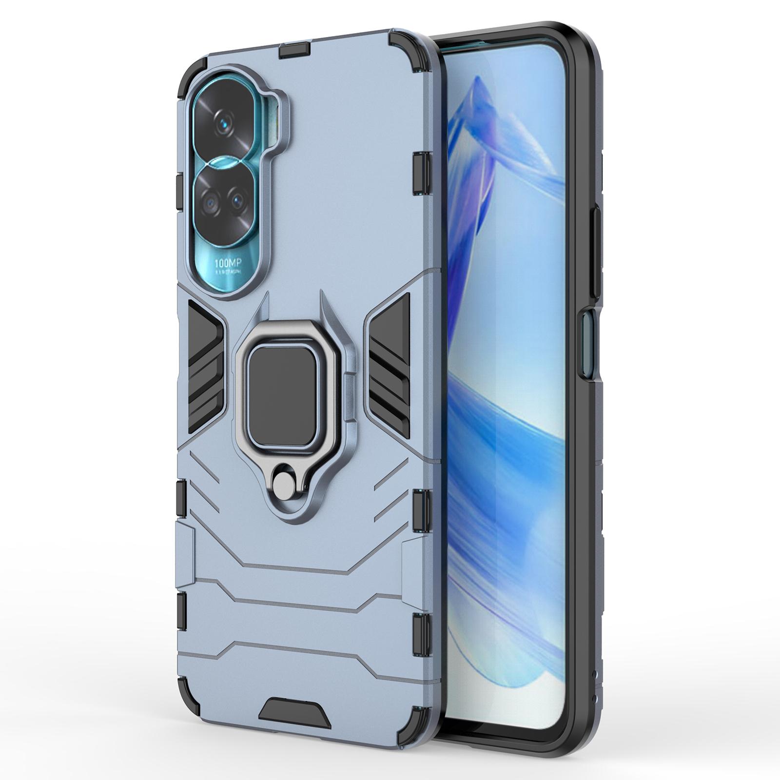 

For Honor 90 Lite 5G/X50i 5G Protective Cover Ring Holder Kickstand TPU+PC Phone Case Blue