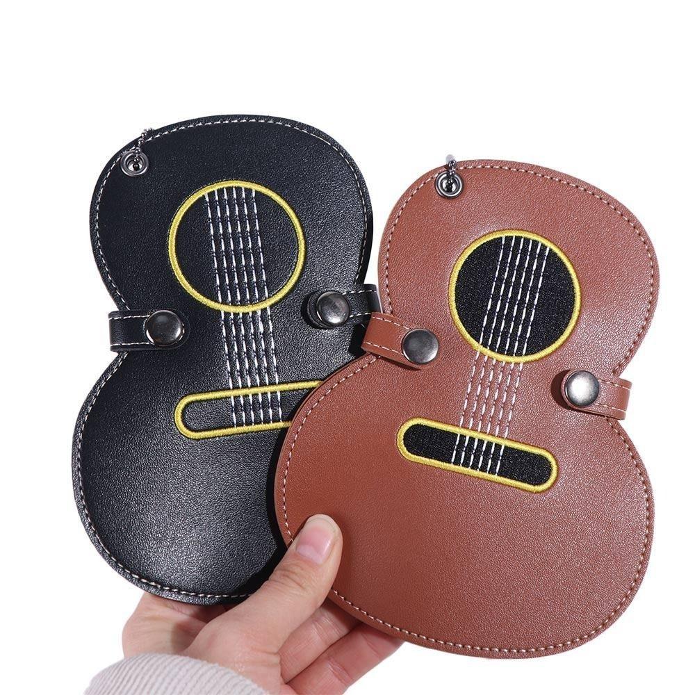 Guitar Shaped Guitar Pick Holder Bag Leather Guitar Pick Clip Guitar Plectrums Bag  Classical