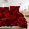 3pcs Rose Petal Bedding Set Down Comforter Cover and Pillowcases, Suitable for Guest Room Home Decoration All Seasons(No Insert) S0819069