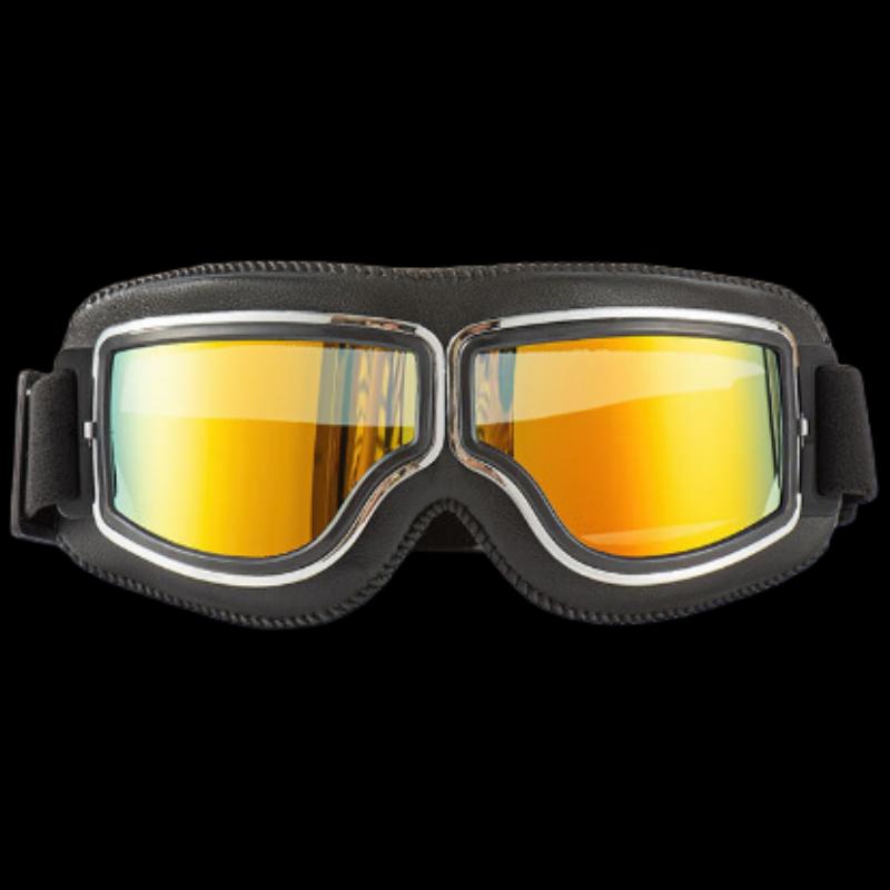 Vintage Motorcycle Half Helmet with Goggles Set One Size