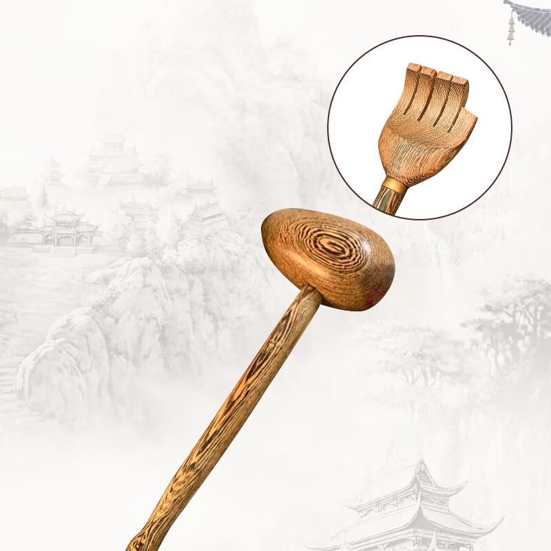 Wenge Wood Dual-Use Back Scratcher & Massage Hammer, 45cm