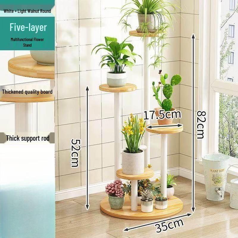 Round Multi-Tier Wooden Indoor Flower Stand