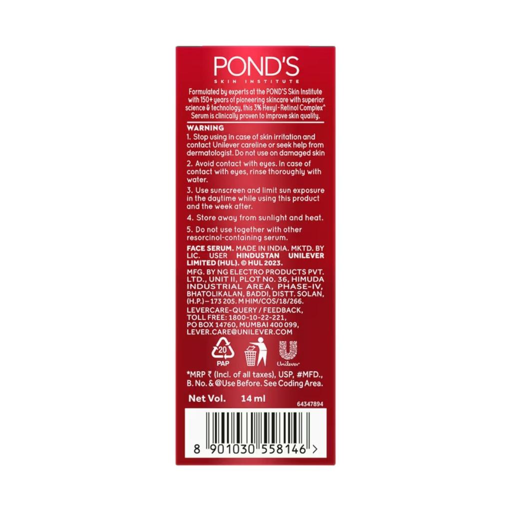 POND'S Youthful Miracle Retinol Face Serum 14ml For Fine Lines, Dark Spots, Skin Elasticity, Radiance & Smooth Texture