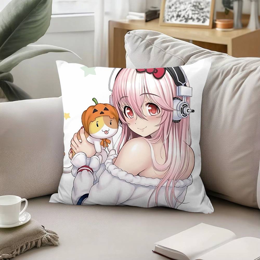 Cute SSUPER SONICO Pillow Case Pattern Printed Pillowcase For Living Room Sofa Cushion Cover  Bedroom Decor