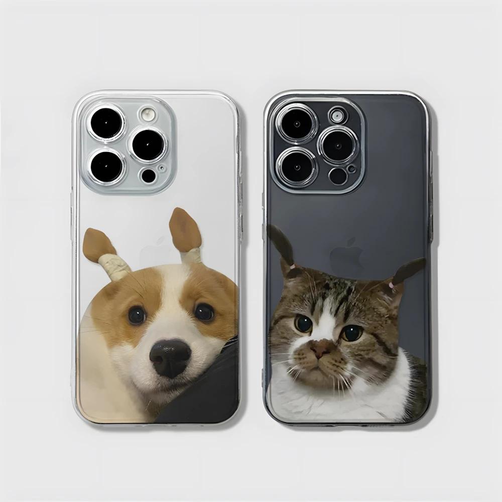 Hot selling Cat Dog for Couple iphone Case for iPhone 16 12 13 mini 11 14 15 Pro Max XR 8 Plus Soft Silicone Cover