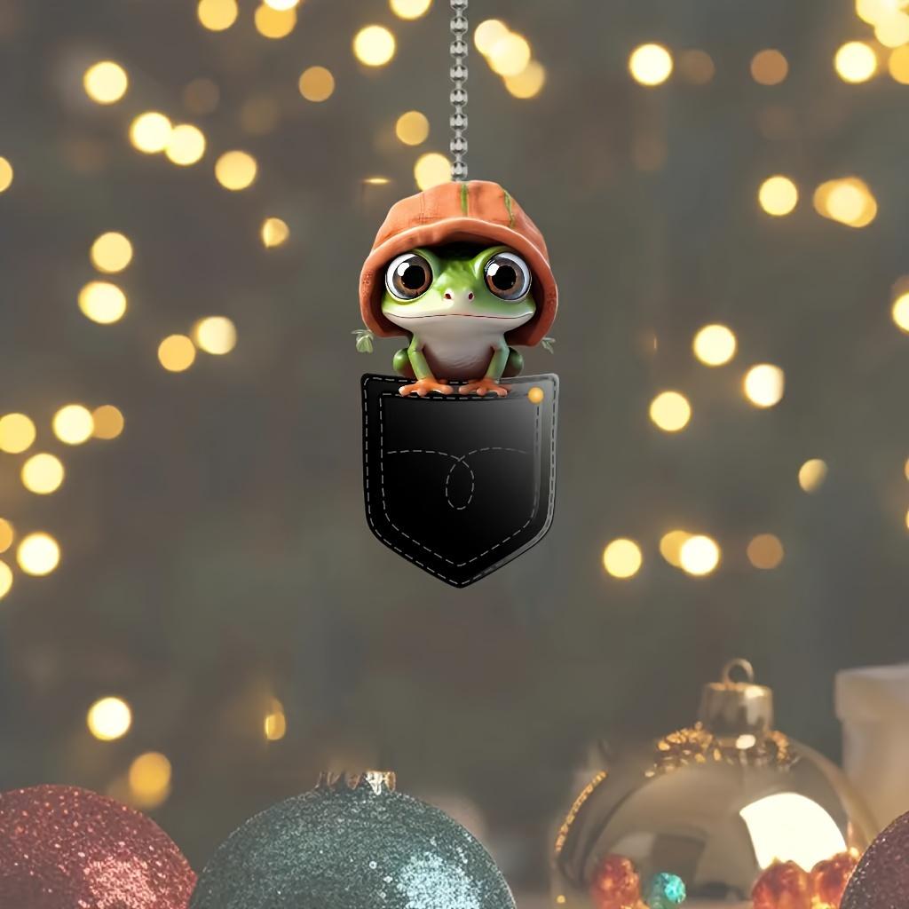 2D Acrylic Cute Frog In The Pocket, Car Rearview Mirror Decorative Pendant, Bag Keychain Cool Pendant, Small Gift