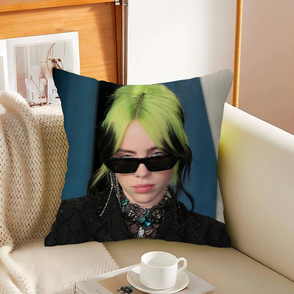 Singer B-Billie-Eilish Decorative Room Aesthetics Pillow Case Home Decor Bedroom Sofa Bed Couch Pillow Cover 45x45