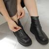 [AmiAmi] Platform Boots, Front Zip Boots, Women's Short Boots, Black Track Sole, SH214 (S (22.5cm-23.0cm), Black (Smooth))