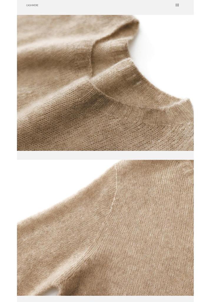 Cashmere Mulberry Silk Korean Style Crew Neck Short-Sleeved Loose Sweater for Spring and Autumn