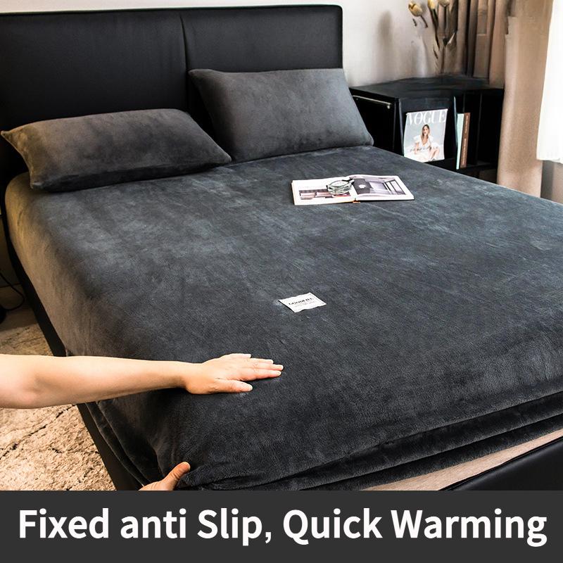 2025 Velvet Thermal Mattress Cover, Plush Fabric Sheets For Winter, Bed Cover, Bed Sheets Set For Single Double King Queen Bed 160x200