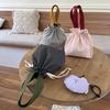 Stripes Drawstring Organizer Bag Top Handle Handheld Coin Purse Cosmetic Storage Pouch  Picnic