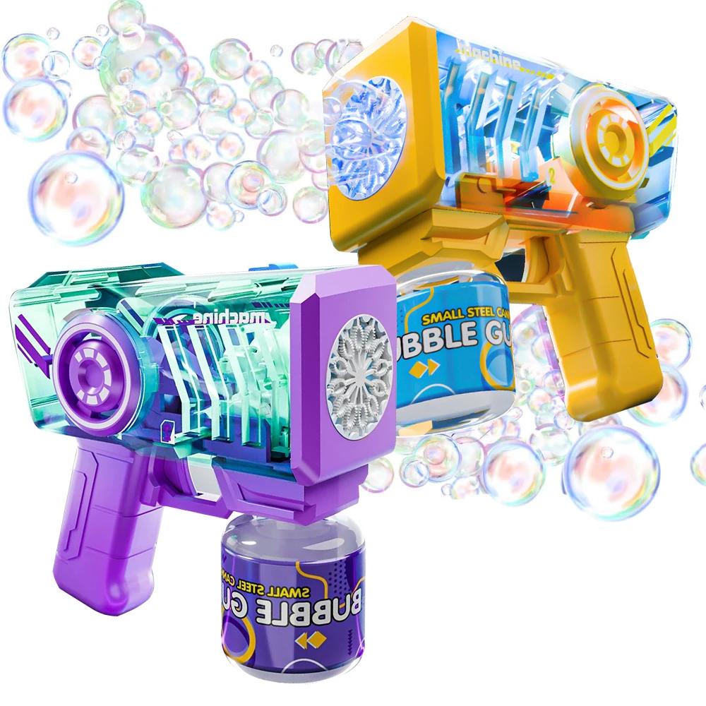 Automatic 12 Holes Handheld Bubble Machine With Spray Cool Light Soap Blowing Bubble Kids Toy Outdoor Party Game Christmas Gifts