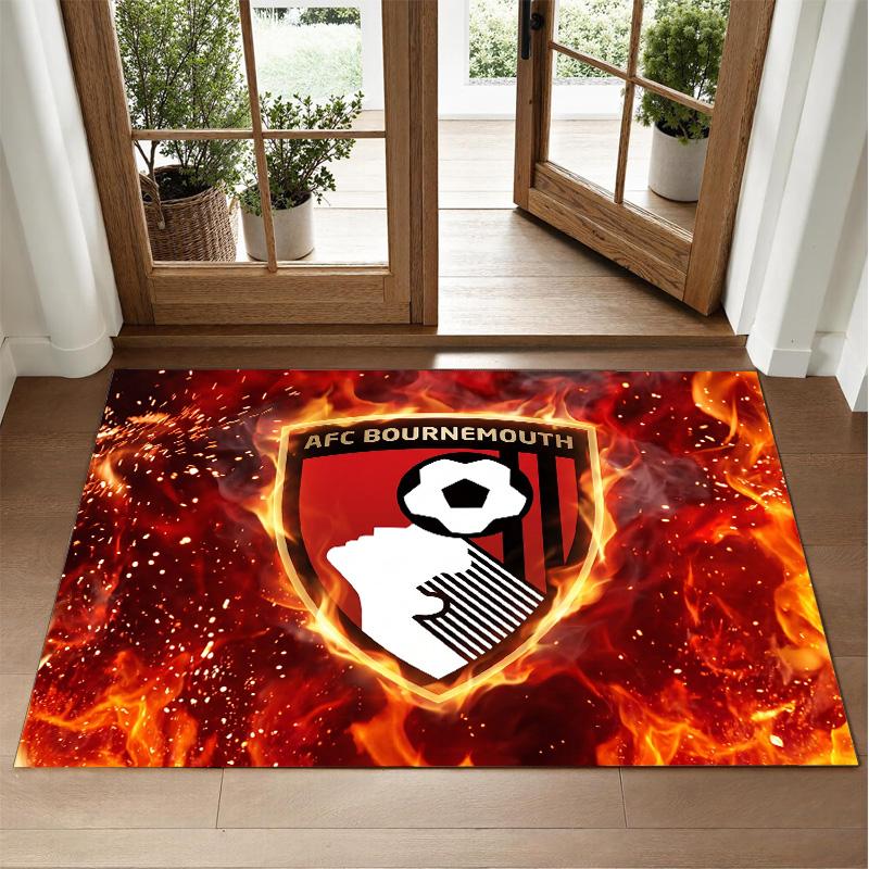 Bournemouth Football Design Crystal Velvet Rug Soft Decorative Mat for Bedroom Entrance