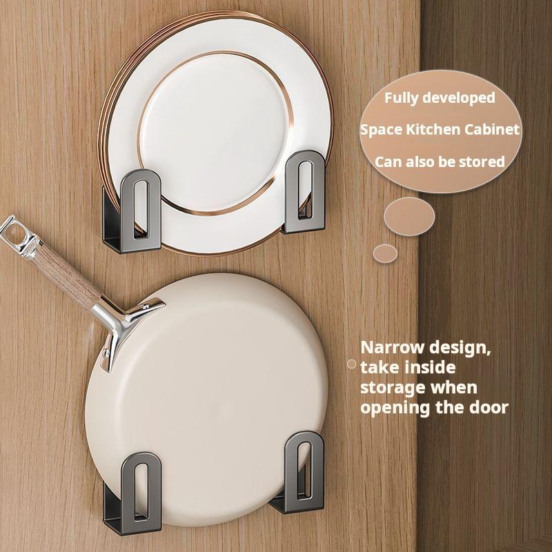 2pcs Wall Mounted Kitchen Organizer - No Drilling Pot Lid Rack & Cutting Board Holder Wall Hanging Rack for Kitchen Bathroom