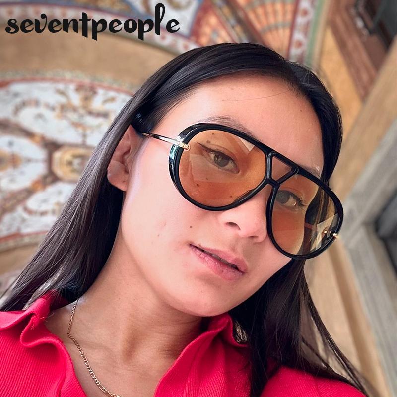 Luxury Brand Oversized Punk Oval Sunglasses Women Metal Toad Frame Double Beam Shades UV400 Protection Eyewear For Ladies