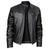 European size men's stand-up collar slim-fitting leather jacket zipper pocket leather jacket locomotive men's leather jacket