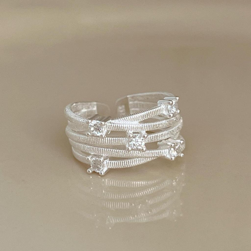 S925 Sterling Silver Korean Style Adjustable Open Ring for Women - Niche Light Luxury Trendy Colorfast High-End Feel