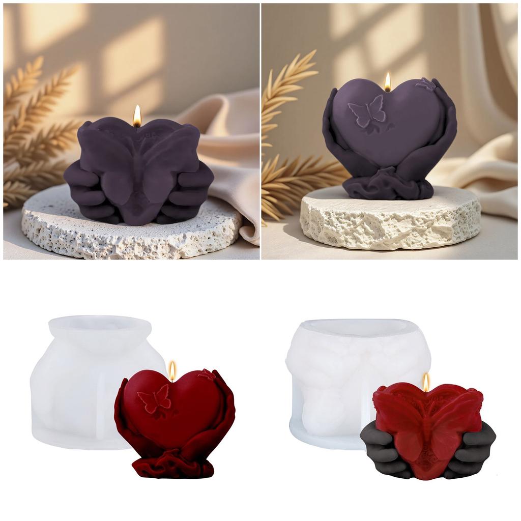 Heart Shape Silicone Candle Molds for Epoxy Resin Candle Soap Holding Heart In Hand Silicone Molds for Gypsum Decoration