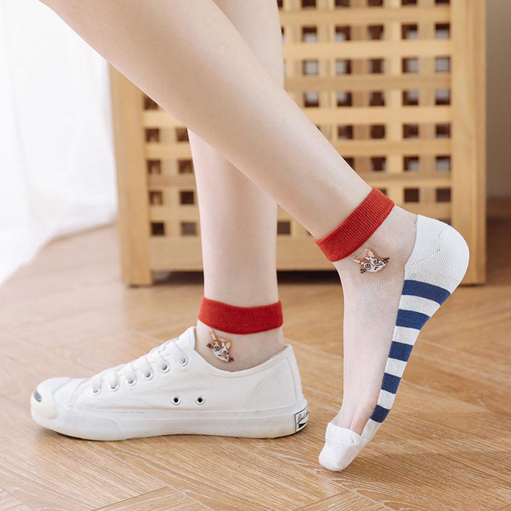 5 Pairs Cute Cat Socks For Women Sexy Lace Socks Y2k Harajuku Lolita Short Socks Set Preppy Transparent Socks For Girls