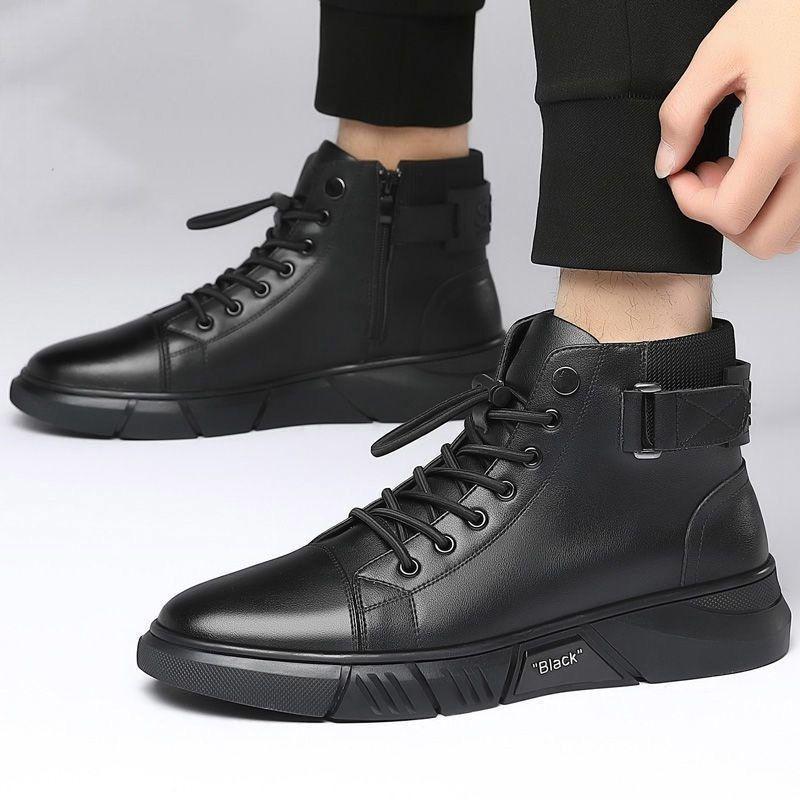 Martin boots men's new autumn and winter velvet men's British high-top casual leather shoes non-slip genuine leather men's shoes