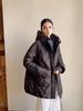 Autumn and winter new down jackets women's medium and long loose large size casual rubber fashion hooded jacket tide