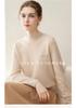 Women's Pure Cashmere Half-High Neck Embroidered Sweater - Loose Fit Knitwear for Autumn/Winter