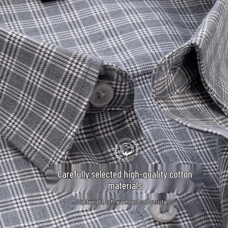 ROMON Men's Wrinkle-Free Long-Sleeve Plaid Business Casual Shirt