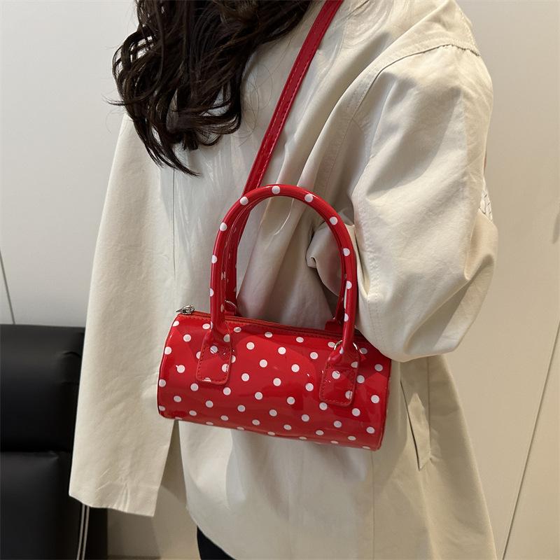 2025 new Korean handbag small bag bag women's high-value polka dot niche pillow bag single shoulder messenger bag