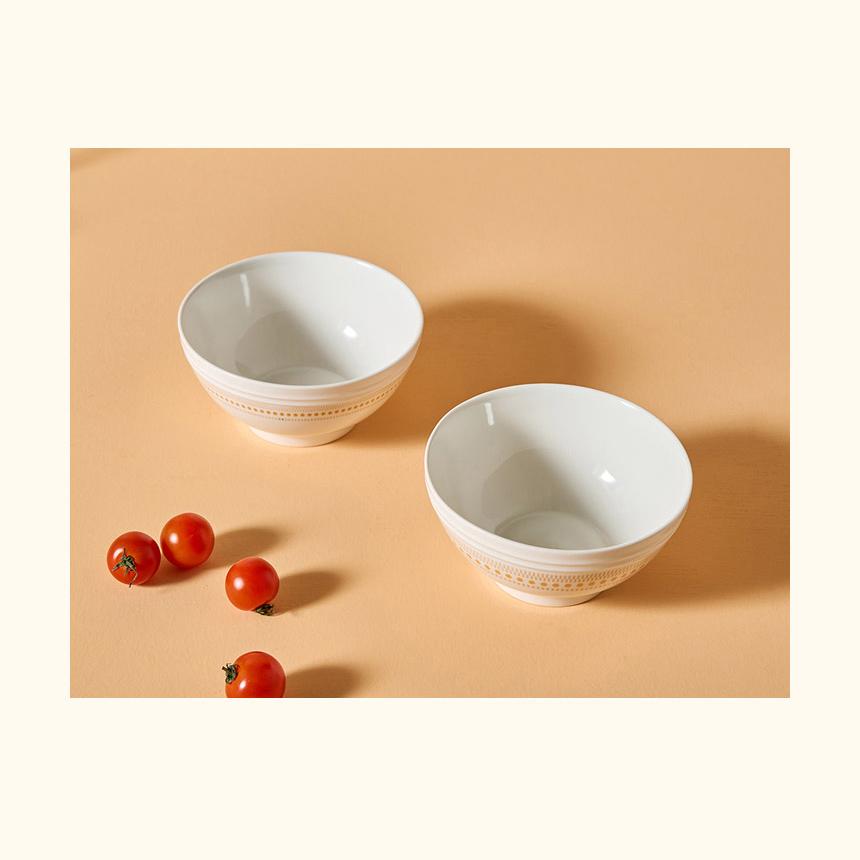 CORELLE Rosemont Keramická miska na nudle, 2 ks, stolní nádobí, slonovinová-oranžová