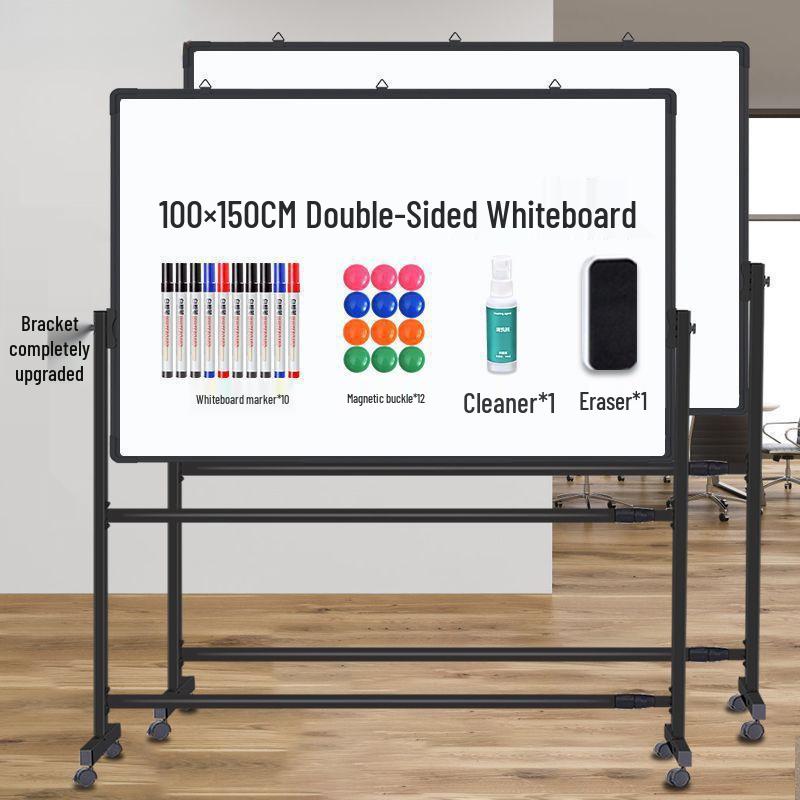 Double-Sided Movable Whiteboard & Blackout Board Easel Stand for Home & Office Teaching