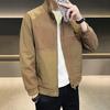 Men Jacket Stand Collar Long Sleeve Zipper Placket Jacket Coat Solid Color Retro Corduroy Jacket Short Style Windbreaker