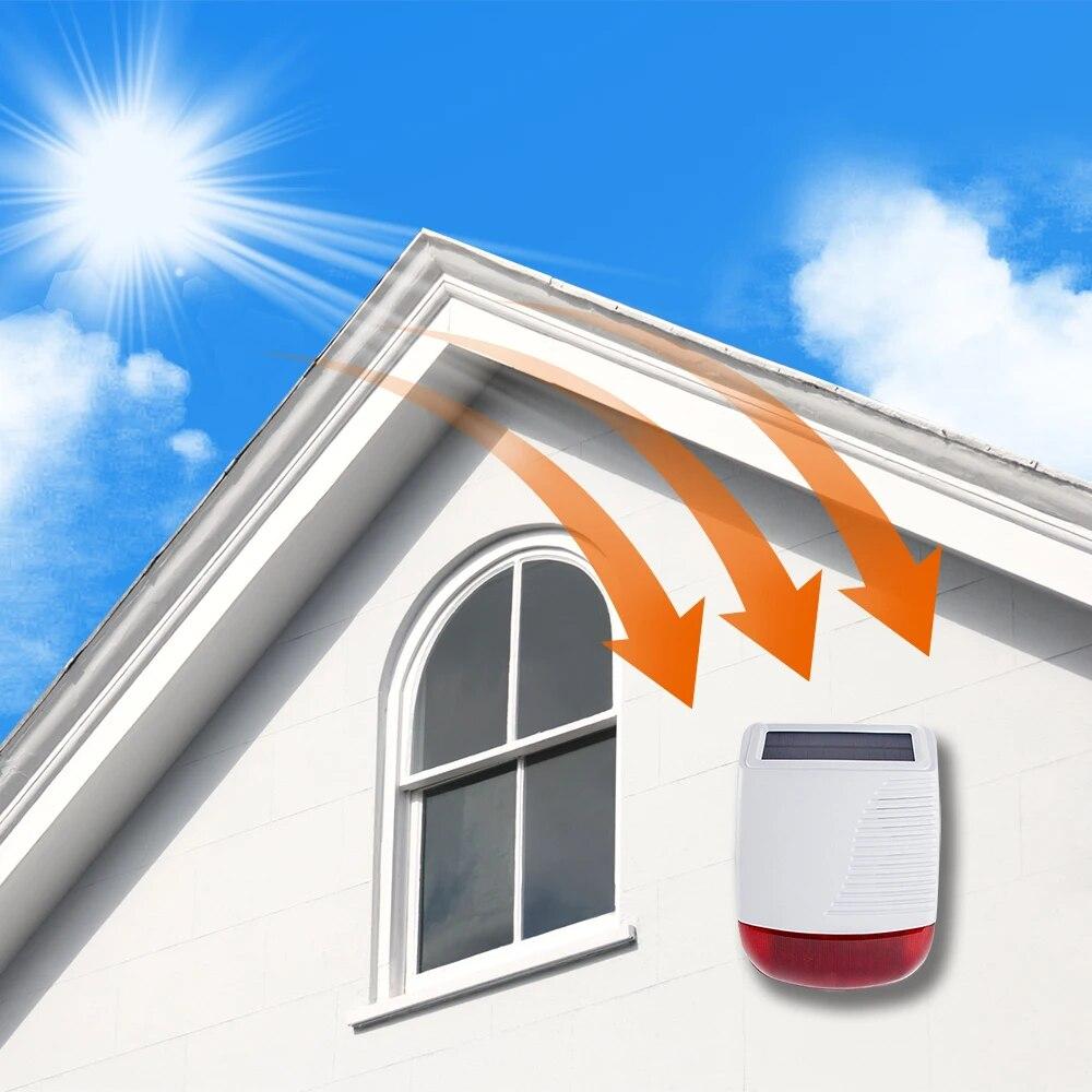 Sirena Wireless Solare da Esterno ad Alto Decibel 433Mhz Altoparlante Stroboscopico Impermeabile Per Sistema di Allarme Antifurto di Sicurezza Domotica