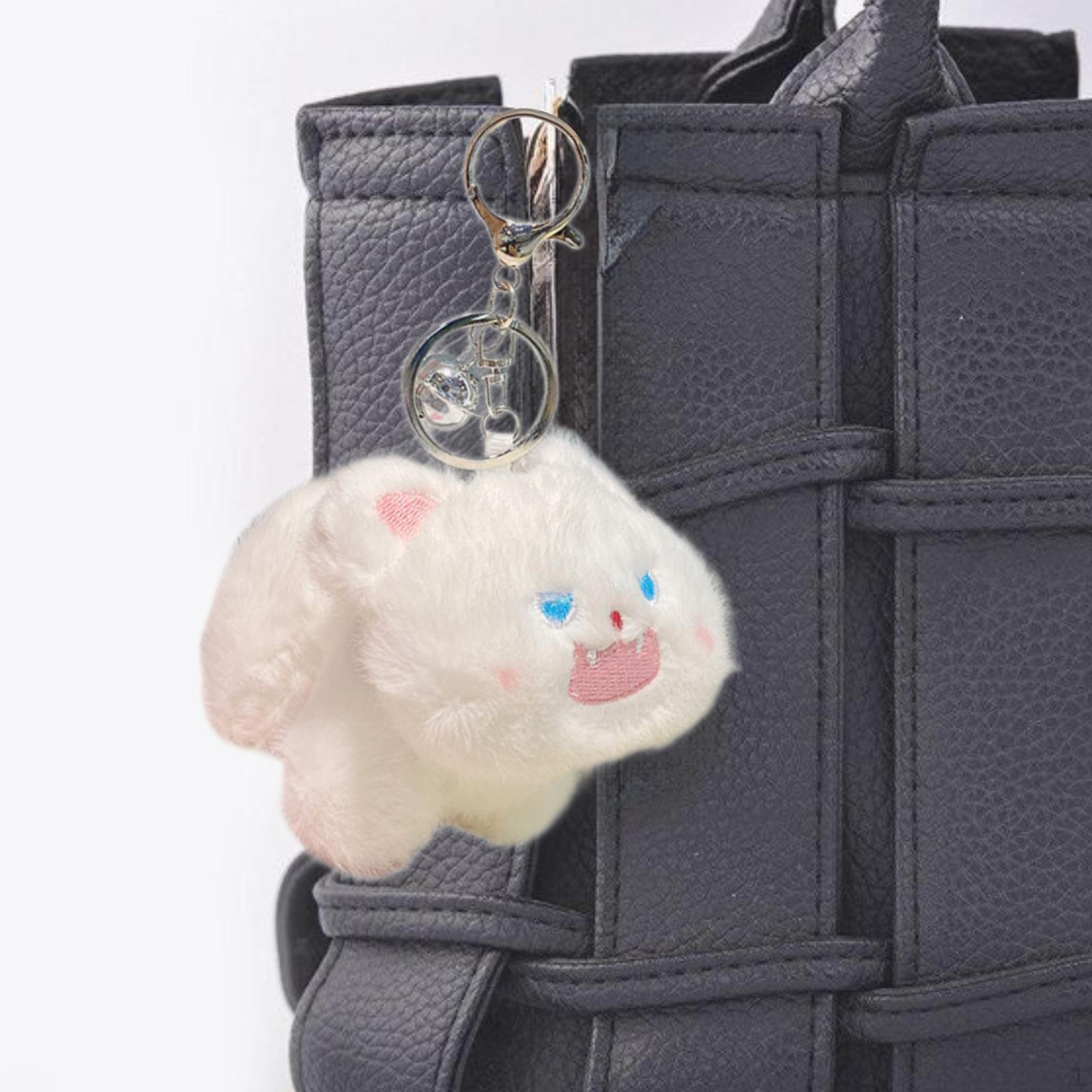 

Брелок для ключей в виде плюшевой кошки, подвесное украшение в виде куклы-животного, подвеска на сумку, милая, мягкая игрушка-брелок для ключей белый