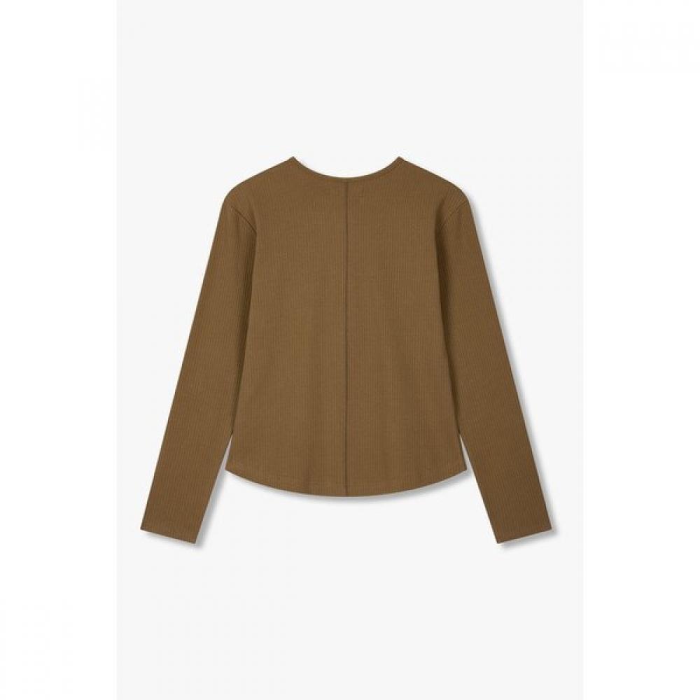 STudio Tomboy Rib Colorblock Henley Long Sleeve T shirT 9106122103 