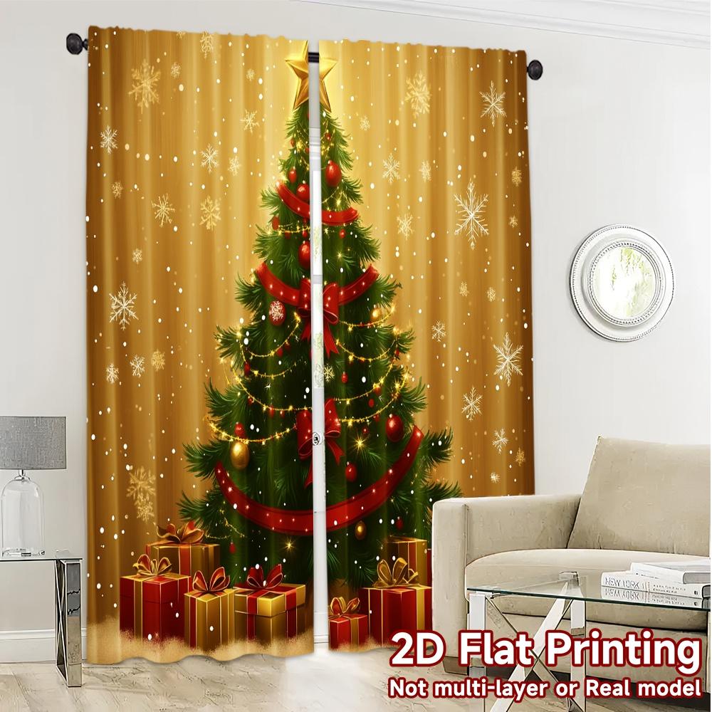 2pcs  Curtains Christmas Tree Gifts Snowflakes Popular Curtain Versatile Durable Polyester Curtains Decorations For Home Perfect